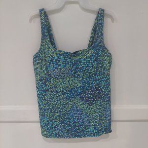 Lands' End Womens Square Neck Underwire Tankini Geometrics $60 Regular, Plus